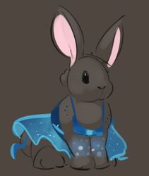  blue_clothing blue_dress clothed clothed_feral clothing dress elpatrixf feral grey_background lagomorph leporid mammal rabbit simple_background sitting solo 