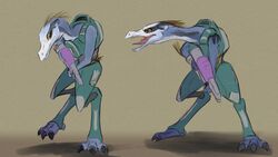  16:9 2022 3_fingers 4_toes akilae06 alien ambiguous_gender anthro arm_quills arm_tuft armor avian bird blue_body blue_skin carbine claws colored digitigrade duo eye_contact fangs feet finger_claws fingers flat_colors halo_(series) head_quills heron hi_res holding_object holding_weapon hybrid kig-yar long_neck looking_at_another microsoft one_leg_up open_mouth pelecaniform pseudo_hair quills_(anatomy) raised_leg ruuhtian_(kig-yar) scalie simple_background snout standing teeth toe_claws toes tongue tuft weapon white_body white_skin widescreen xbox_game_studios yellow_eyes yellow_quills 