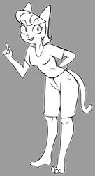  a_kitty_bobo_show anthro bottomwear cartoon_network clothed clothing digital_media_(artwork) domestic_cat feet felid feline felis female gold-white-kott hair happy hi_res looking_at_viewer maggie_(kitty_bobo) mammal monochrome no_socks pants shirt simple_background smile solo t-shirt tail teeth topwear 