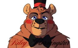  2022 alpha_channel anthro bear bearnard_(wolf_love) blue_eyes bodily_fluids bodypaint bow_tie clothing crying digital_media_(artwork) face_paint five_nights_at_freddy&#039;s five_nights_at_freddy&#039;s_2 hat headgear headwear hi_res male mammal muscular muscular_male neck_tuft riley_morningstar sad scottgames shocked slightly_chubby solo tears top_hat toy_freddy_(fnaf) tuft ursine 