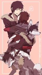  absurd_res akiya-kamikawa alternate_species anthro anthrofied azuma_tei canid canine clothed clothing duo durarara!! feral feralized fox furrification hi_res human izaya_orihara lagomorph leporid male male/male mammal predator/prey rabbit square_crossover 