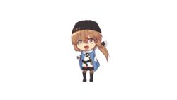  animated boots brown_hair cheese_(cheese_koubou) hat kantai_collection koufuku_graffiti long_hair parody skirt tashkent_(kancolle) twintails white 