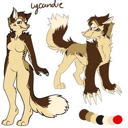  1:1 andogg anthro canid canine claws featureless_crotch female feral fur hair looking_at_viewer mammal model_sheet nude side_view smile solo standing 