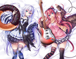  animal_ears guitar tail thighhighs tyaba_neko 