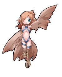  breasts feathered_wings feathers female female full_body harpy ls-lrtha monster_girl navel original simple_background solo white_background wings 