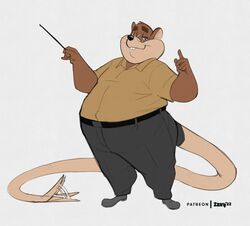  2022 anthro belly black_nose bottomwear brown_body clothing eyewear glasses hi_res humanoid_hands izvy_(artist) male mammal mr._plagait murid murine overweight overweight_male pants rat rodent shirt simple_background solo topwear 