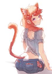  animal_ear_fluff animal_ears blush cat_ears cat_girl cat_tail eyebrows_visible_through_hair female highres hololive hololive_english holomyth image_sample long_hair looking_at_viewer orange_hair purple_eyes shironekokfp simple_background smile solo tail takanashi_kiara twitter_sample virtual_youtuber white_background 