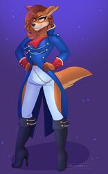  5:8 anthro breasts canid canine canis clothed clothing copyright_symbol disney don_karnage ear_piercing ear_ring female fur hi_res konomofu mammal piercing ring_piercing rule_63 solo symbol talespin wolf 