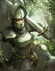  armor belt belt_buckle bevor black_eyes boobplate breastplate brown_belt buckle female full_armor gauntlets hair_between_eyes helmet holding holding_weapon knight muraicchi_(momocchi) original outdoors over_shoulder pauldrons petals photoshop_(medium) plant plate_armor red_hair shoulder_armor sidelocks solo sword sword_over_shoulder tree visor_(armor) visor_lift weapon weapon_over_shoulder 