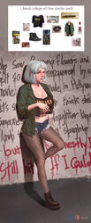  alcohol cigarette crop_top green_hair jacket meme nirvana_(band) nose_piercing pantyhose street thong wjs07 