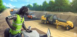  anthro artist_logo artist_name athen_pone black_body black_hair black_tail cereus93 closed_smile clothed clothing computer construction_site day detailed_background electronics equid equine group hair hand_on_hip hi_res holding_object holding_pen horse laptop logo male mammal mouth_closed narrowed_eyes outside pen plant slight_smile smile solo_focus standing tail text tree 