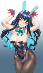  absurdres bare_shoulders black_hair blue_hair blush breasts cleavage das_(dan_dan) fate/grand_order fate_(series) female grey_eyes highres long_hair looking_at_viewer medium_breasts smile solo tenochtitlan_(fate) tenochtitlan_(swimsuit_mooncancer)_(fate) tenochtitlan_(swimsuit_mooncancer)_(third_ascension)_(fate) thighs 