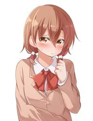  alternate_hairstyle blush brown_eyes brown_hair commentary_request embarrassed female misaka_mikoto mukunoki_nanatsu pout school_uniform short_twintails solo toaru_kagaku_no_railgun toaru_majutsu_no_index tokiwadai_school_uniform twintails 