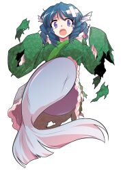  alphes_(style) blue_hair breasts commentary_request crying crying_with_eyes_open dairi defeat drill_hair female fins frilled_kimono frills full_body green_kimono hands_up head_fins japanese_clothes kimono large_breasts large_variant_set looking_at_viewer mermaid monster_girl open_mouth parody purple_eyes solo style_parody tears torn_clothes touhou transparent_background variant_set wakasagihime wide_sleeves 