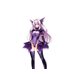  armor black_thighhighs breasts cleavage cleavage_cutout clothing_cutout corruption covered_navel covered_nipples dark_exs-tia dark_persona elbow_gloves female game_cg gloves hair_ornament highleg highleg_leotard katsuragi_marina kouyoku_senki_exs-tia large_breasts large_variant_set leotard long_hair looking_at_viewer medium_breasts non-web_source official_art open_mouth pubic_tattoo purple_eyes showgirl_skirt simple_background skirt smile solo standing tattoo thighhighs transparent_background variant_set white_hair 