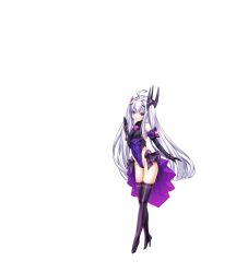  ahoge amakubo_yuri black_gloves boots breasts corruption dark_persona elbow_gloves female full_body game_cg gloves hair_ornament high_heels highleg highleg_leotard highres kouyoku_senki_exs-tia large_variant_set leotard long_hair looking_at_viewer non-web_source official_art purple_eyes red_eyes rextia_lili showgirl_skirt simple_background small_breasts solo tachi-e thigh_boots thighhighs transparent_background twintails variant_set very_long_hair white_hair 