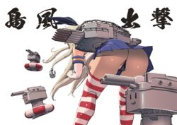  :3 anchor_hair_ornament anus anus_peek ass bent_over black_panties blue_skirt cameltoe commentary_request elbow_gloves female from_behind gloves hair_ornament kantai_collection legs_apart lifebuoy long_hair miniskirt panties partial_commentary partially_visible_vulva platinum_blonde_hair pleated_skirt rensouhou-chan rigging robot sashizume_soutarou shimakaze_(kancolle) simple_background skirt solo striped_clothes striped_thighhighs swim_ring thighhighs thong turret underwear very_long_hair white_background white_gloves |_| 