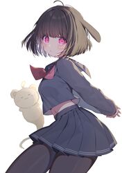  animal_ears pantyhose seifuku skirt_lift tagme usamata 