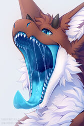  &lt;3_eyes black_horn blue_eyes blue_tongue bodily_fluids brown_body brown_ears brown_fur brown_hair cheek_tuft chest_tuft facial_tuft fur glistening glistening_eyes hair headshot_portrait heart hi_res horn inner_ear_fluff kolaa male mouth_shot open_mouth portrait saliva saliva_on_tongue saliva_string short_hair short_horn simple_background small_horn solo tongue tongue_out tuft white_background white_body white_fur white_inner_ear_fluff 