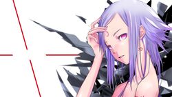  female pink_eyes pixiv_fantasia purple_hair short_hair solo taro taro_(bocemon0807) tattoo 