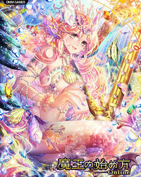  bad_id bad_pixiv_id copyright_name coral eighth_note female fins fish gem harp head_fins instrument jewelry looking_at_viewer maou_no_hajimekata_(dmm) mermaid monster_girl musical_note nail_polish navel necklace pearl_(gemstone) pink_hair purple_nails quarter_note rinko_(mg54) seashell shell shell_bikini sixteenth_note solo underwater watermark yellow_eyes 