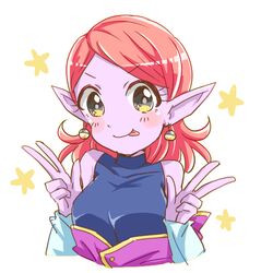  artist_request blush dragon_ball dragon_ball dragon_ball_xenoverse dragonball_xenoverse earrings looking_at_viewer pink_hair pointy_ears purple_skin supreme_kai_of_time v 