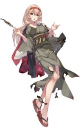  blonde_hair female fish food full_body hairband happi japanese_clothes kantai_collection kimono konishi_(koconatu) long_hair long_sleeves official_alternate_costume official_alternate_hairstyle official_art print_kimono red_hairband sandals sash solo tachi-e torn_clothes transparent_background victorious_(kancolle) yukata 