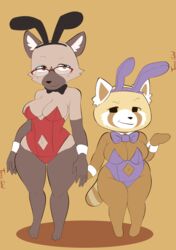  absurd_res aggretsuko ailurid big_breasts breasts bunny_costume clothing costume easter female haida&#039;s_mother hi_res holidays hyena larger_female mammal mature_female mother_(lore) parent_(lore) red_panda retsuko&#039;s_mother sanrio size_difference smaller_female smile spotted_hyena tagme thick_thighs toonarscontent wide_hips 