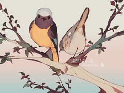  artist_name bad_id bad_pixiv_id bird commentary dated gradient_background in_tree lemming_no_suana looking_at_viewer no_humans original outdoors tree 