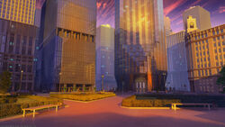  3d arsenixc building bush car city cityscape commentary_request copyright_name english_commentary evening highres lamppost love_money_rock&#039;n&#039;roll mixed-language_commentary motor_vehicle no_humans outdoors road scenery sky skyscraper street sunset traffic window 