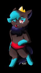  9:16 ambiguous_gender anthro anthrofied blue_body blue_fur brown_body brown_fur canid canine demon_ascended_(artist) fan_character fox full-length_portrait fur generation_5_pokemon hi_res male mammal nintendo pokemon pokemon_(species) pokemorph portrait red_eyes shiny_pokemon solo teeth zorua 