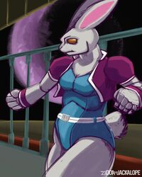  4:5 alice_the_rabbit biped bloody_roar bodysuit clothing cropped_jacket doathejackalope female fur hi_res jacket konami lagomorph leotard leporid mammal moon night purple_clothing purple_cropped_jacket purple_jacket purple_topwear rabbit skinsuit solo tight_clothing topwear were werelagomorph wererabbit white_body white_fur 