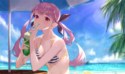  bikini hololive long_hair minato_aqua swimsuit takubon twintails 