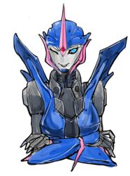  arcee autobot blue_eyes female highres lips mecha_girl transformers transformers_prime wink 