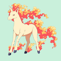  commentary_request fiery_hair fiery_tail fire horns horse matsuki_(mikipingpong) no_humans pokemon pokemon_(creature) rapidash red_eyes single_horn tail unicorn 