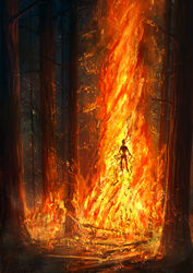  2016 branch burning colored dekades8 detailed_background digital_media_(artwork) digital_painting_(artwork) elemental_creature elemental_humanoid embers female female_(lore) fire fire_creature fire_humanoid floating forest forest_fire hi_res humanoid inferno log nature nature_background not_furry outside plant scp-273 scp_foundation silhouette solo tree vortex wood 