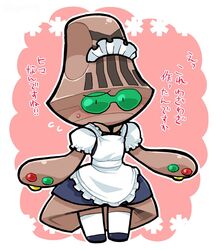  beheeyem blush clothed clothing exclamation_point female generation_5_pokemon humanoid kageyama legwear looking_at_viewer maid_uniform nintendo pokemon pokemon_(species) solo stockings uniform 