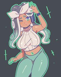  animal_humanoid big_breasts blush breasts cephalopod cephalopod_humanoid clothed clothing conditional_dnp crybleat female hair humanoid marina_(splatoon) marine marine_humanoid mollusk mollusk_humanoid nintendo octarian octoling pseudo_hair solo splatoon suction_cup tentacle tentacle_hair 