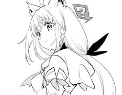  ? ahoge animal_ears bow braid breasts commentary detached_sleeves earrings female fox_ears fox_girl greyscale hair_between_eyes hairbow hololive hood hoodie jewelry kurose_kousuke long_hair looking_at_viewer looking_back low_ponytail monochrome neckerchief shirakami_fubuki shirakami_fubuki_(1st_costume) sidelocks simple_background single_braid small_breasts solo spoken_question_mark symbol-only_commentary upper_body virtual_youtuber white_background 