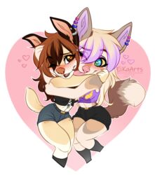  2020 alpha_channel anthro bisexual_pride_colors breasts canid canine canis clothed clothing danika_(wolflady) digital_media_(artwork) domestic_dog duo ear_piercing ear_ring ei-ka female female/female fox lgbt_pride mammal piercing pride_color_piercing pride_colors ring_piercing rinka_eya smile standing 