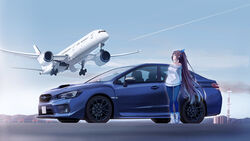  absurdres adidas adidas_forum airbus_a350 aircraft airplane airport black_hair blue_eyes blue_hair blue_pantyhose boeing_787 breasts car cloud colored_tips commission female hair_behind_ear highres japan_airlines landing landing_gear long_hair looking_up medium_breasts motor_vehicle multicolored_hair off-shoulder_sweater off_shoulder original outdoors pantyhose png_pant_(bus) shoes skeb_commission sky smoke sneakers solo standing subaru_(brand) subaru_impreza sweater vehicle_focus very_long_hair white_sweater wide_shot 