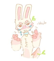  2022 blush blush_lines bodily_fluids bunonthemoon collar_tag crying fur lagomorph leporid male mammal rabbit slim_anthro slim_male solo tears white_body white_fur 