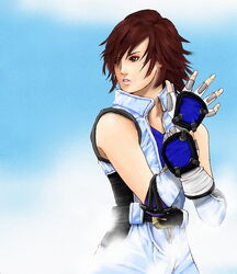  brown_eyes brown_hair female fingerless_gloves gloves hybrid_cat kazama_asuka short_hair solo tekken 