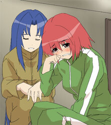  2girls date_(senpen) kawashima_ami kushieda_minori lowres multiple_girls tears toradora! track_suit 