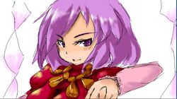  commentary_request female oekaki purple_eyes purple_hair short_hair solo tetsuji touhou yasaka_kanako 