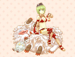  armor armored_boots bikini bikini_top_only book book_on_head boots breasts chains cleavage clothes_around_waist commentary_request female fingerless_gloves full_body gloves green_eyes green_hair hat hillslion holding jumpsuit jumpsuit_around_waist large_breasts mechanic_(ragnarok_online) monster nyt_(1-0-z) object_on_head open_mouth party_hat patterned_background pink_background plus_sign ragnarok_online red_armor red_bikini red_gloves rideword_(ragnarok_online) short_hair sitting swimsuit tatacho vambraces white_jumpsuit 