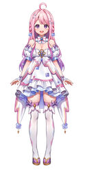  :d ahoge bare_shoulders blue_flower breasts chyoling commentary_request detached_sleeves dress female flower full_body gradient_hair hair_flower hair_ornament highres indie_virtual_youtuber kana_arora long_hair looking_at_viewer medium_breasts multicolored_hair official_art pink_hair puffy_short_sleeves puffy_sleeves purple_eyes purple_hair short_sleeves simple_background smile solo standing thighhighs very_long_hair virtual_youtuber white_background white_dress white_flower white_sleeves white_thighhighs wrist_cuffs 