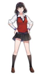  artist_request bandaged_arm bandages bow earrings eyepatch female full_body game_cg hands_on_own_hips heart heart_print highres houndstooth hyakkaou_academy_school_uniform ikishima_midari jewelry kakegurui lips looking_at_viewer mahjong_soul official_art one_eye_covered piercing pleated_skirt purple_bow purple_lips red_vest school_uniform shirt simple_background skirt solo stud_earrings tachi-e third-party_source transparent_background vest white_shirt yellow_eyes 