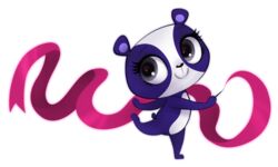  2013 5:3 alpha_channel bear black_nose dancing digital_media_(artwork) eyebrows eyelashes female giant_panda hasbro holding_object littlest_pet_shop littlest_pet_shop_(2012) mammal mn27 multicolored_body penny_ling purple_body purple_eyes ribbons semi-anthro simple_background skipping small_tail smile solo tail transparent_background two_tone_body white_body 