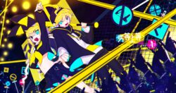  1boy aqua_eyes backwards_hat baseball_cap black_jacket black_pants black_sailor_collar black_shirt black_skirt bow caution_tape chains collared_shirt commentary crop_top female gold_chain grin hair_ornament hairbow hairclip hat headphones jacket kagamine_len kagamine_rin looking_at_viewer midriff miniskirt navel neckerchief omaru_taro one_eye_closed open_mouth pants pendant_choker rettou_joutou_(vocaloid) road_sign sailor_collar school_uniform serafuku shirt sign skirt smile spiked_hair star_(symbol) swept_bangs vocaloid white_shirt yellow_bow yellow_neckerchief 